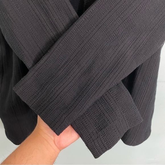 Eileen Fisher Black Cotton Blend Sz L Cardigan‎ Gauze Lightweight Pockets - Picture 4 of 6